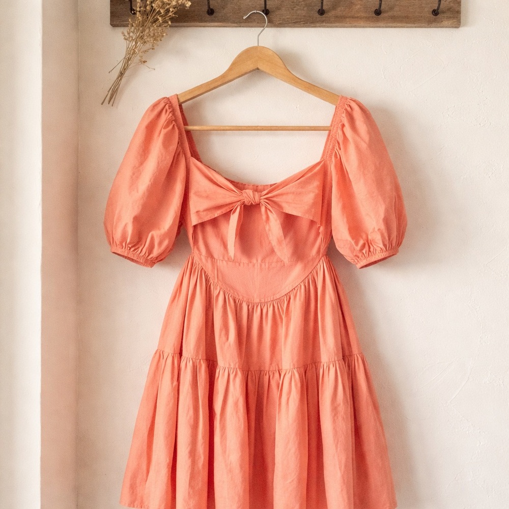 Hunter & Brown Pink Puff Sleeve Tiered Mini Dress - Picture 3 of 8